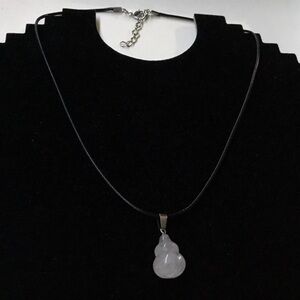 Chic Silver Gourd Pendant Black Leather Necklace
